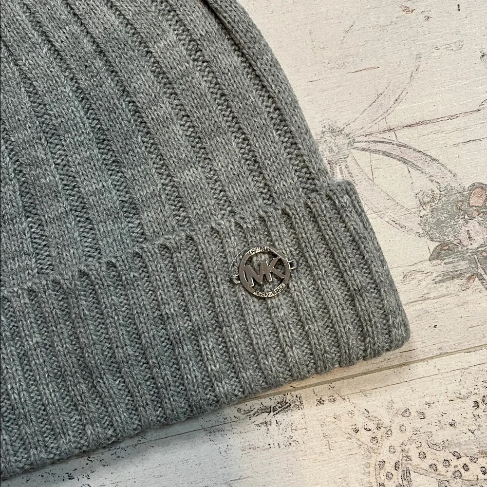 Michael Kors Charcoal Grey Knit PomPom Hat